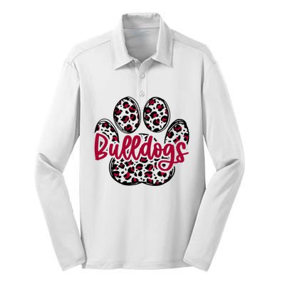 Bulldog School Football Team Mascot Spirit Game Day Silk Touch Performance Long Sleeve Polo