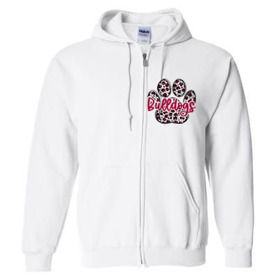 Bulldog School Football Team Mascot Spirit Game Day Full Zip Hoodie