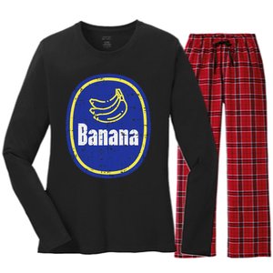 Banana Sticker Funny Fruit Lazy Diy Easy Halloween Costume Women's Long Sleeve Flannel Pajama Set 