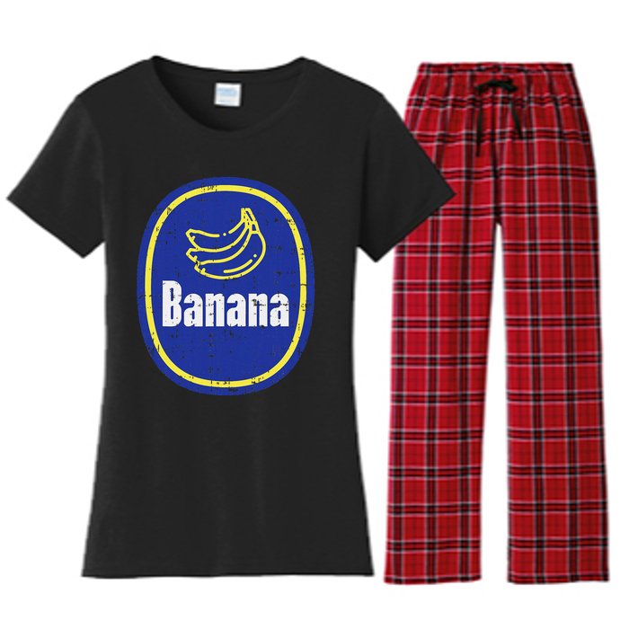 Banana Sticker Funny Fruit Lazy Diy Easy Halloween Costume Women's Flannel Pajama Set