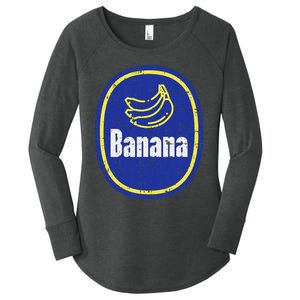 Banana Sticker Funny Fruit Lazy Diy Easy Halloween Costume Women's Perfect Tri Tunic Long Sleeve Shirt