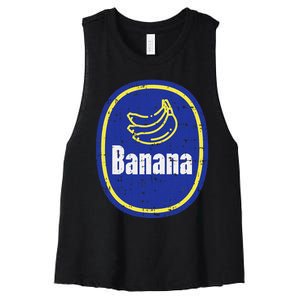 Banana Sticker Funny Fruit Lazy Diy Easy Halloween Costume Women's Racerback Cropped Tank