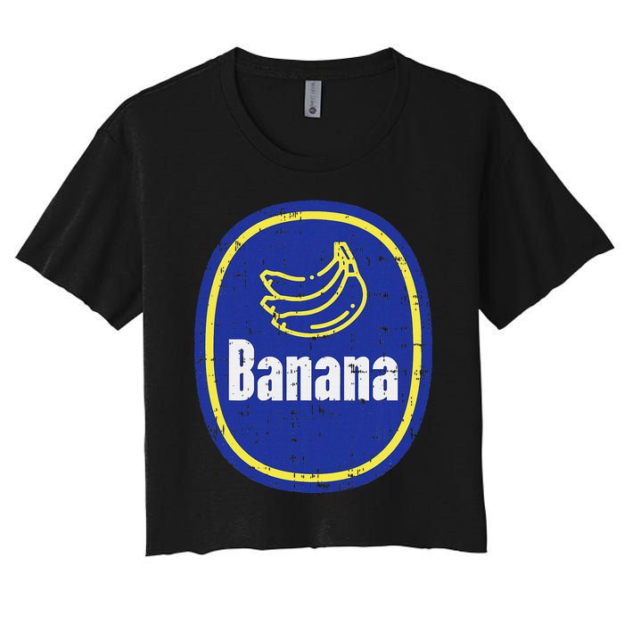 Banana Sticker Funny Fruit Lazy Diy Easy Halloween Costume Women's Crop Top Tee