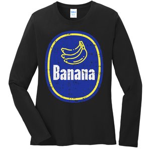 Banana Sticker Funny Fruit Lazy Diy Easy Halloween Costume Ladies Long Sleeve Shirt