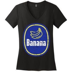 Banana Sticker Funny Fruit Lazy Diy Easy Halloween Costume Women's V-Neck T-Shirt