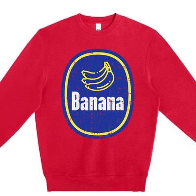 Banana Sticker Funny Fruit Lazy Diy Easy Halloween Costume Premium Crewneck Sweatshirt