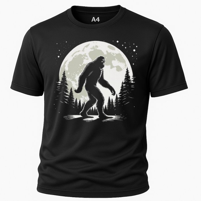 Bigfoot Sasquatch Full Moon Forest Graphic Funny Big Foot Cooling Performance Crew T-Shirt