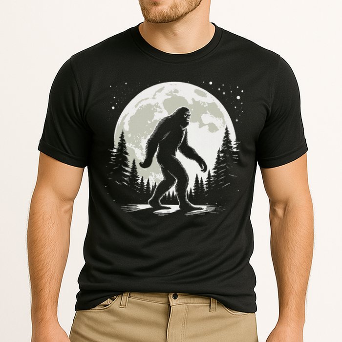 Bigfoot Sasquatch Full Moon Forest Graphic Funny Big Foot Cooling Performance Crew T-Shirt