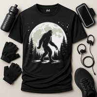 Bigfoot Sasquatch Full Moon Forest Graphic Funny Big Foot Cooling Performance Crew T-Shirt