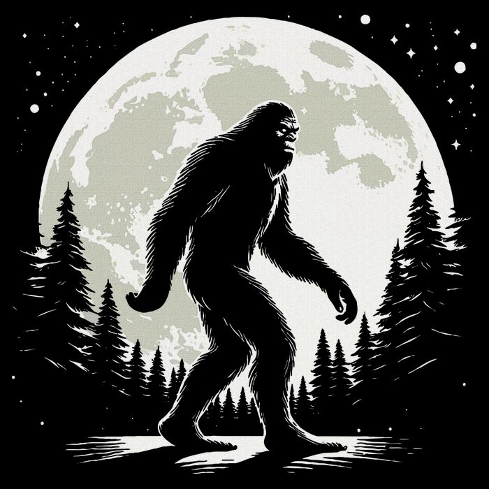 Bigfoot Sasquatch Full Moon Forest Graphic Funny Big Foot Cooling Performance Crew T-Shirt