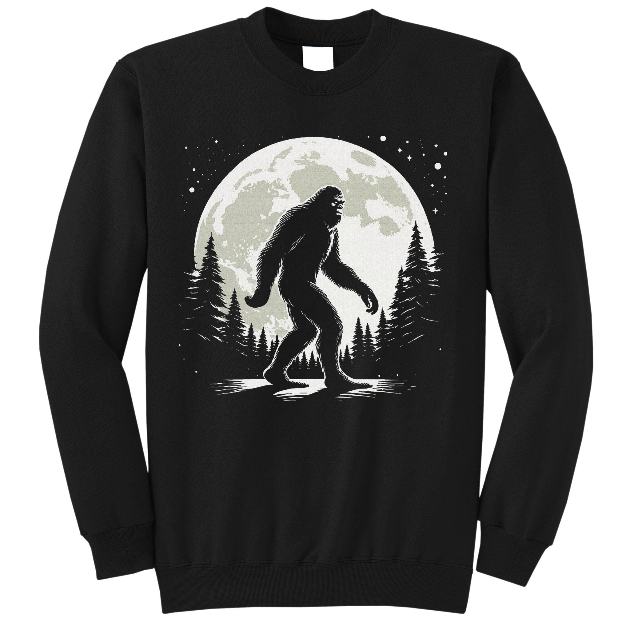 Bigfoot Sasquatch Full Moon Forest Graphic Funny Big Foot Sweatshirt