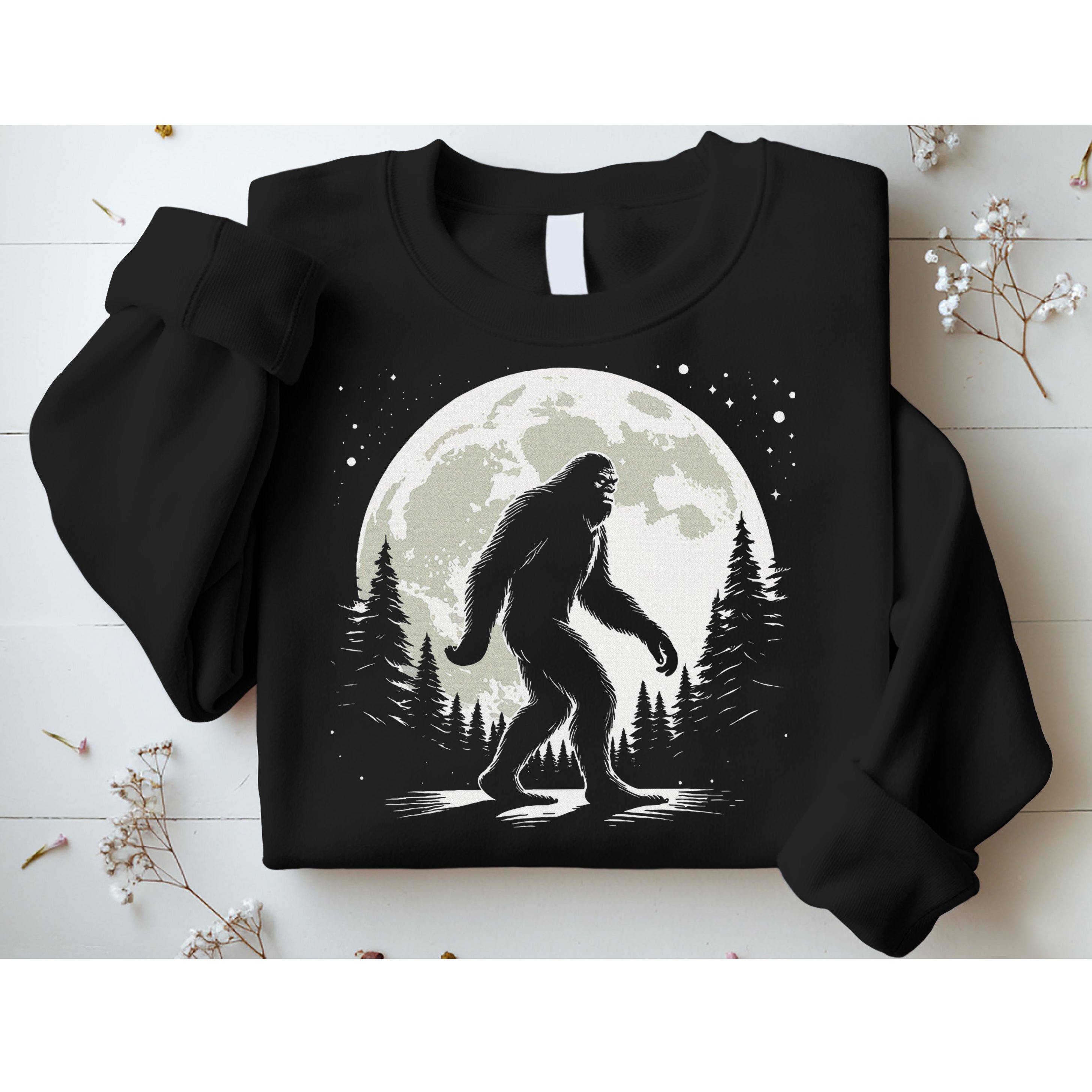 Bigfoot Sasquatch Full Moon Forest Graphic Funny Big Foot Sweatshirt