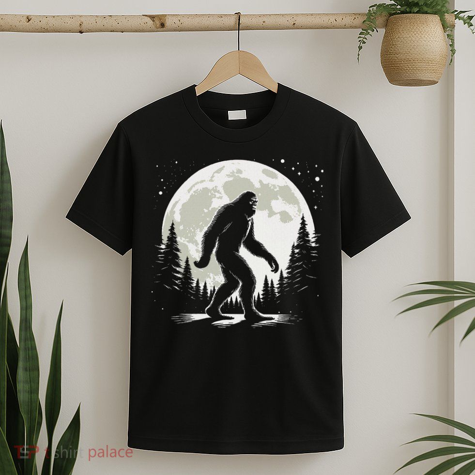 Bigfoot Sasquatch Full Moon Forest Graphic Funny Big Foot T-Shirt