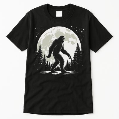 Bigfoot Sasquatch Full Moon Forest Graphic Funny Big Foot Tall T-Shirt