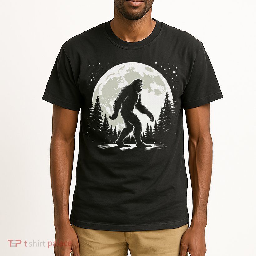 Bigfoot Sasquatch Full Moon Forest Graphic Funny Big Foot Tall T-Shirt
