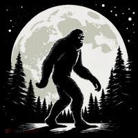 Bigfoot Sasquatch Full Moon Forest Graphic Funny Big Foot Tall T-Shirt