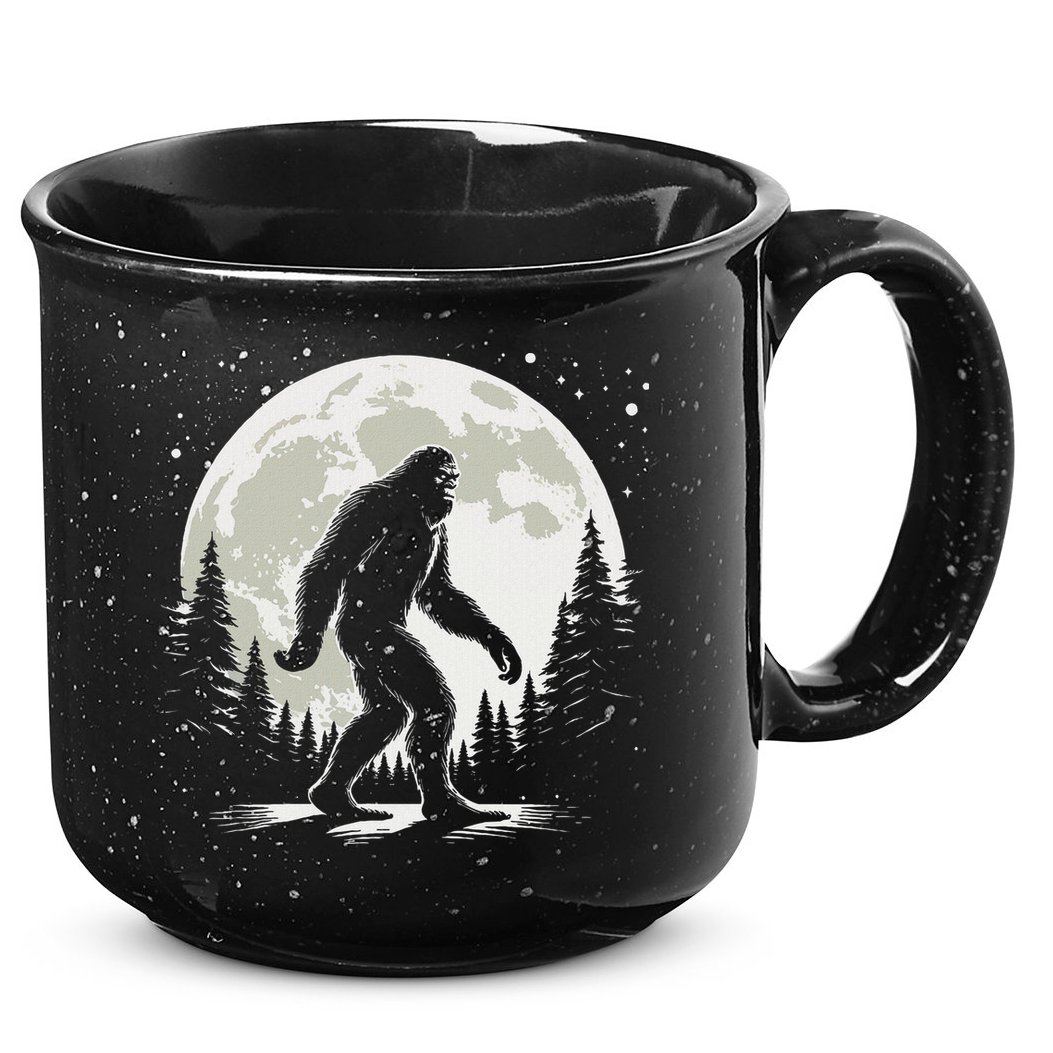 Bigfoot Sasquatch Full Moon Forest Graphic Funny Big Foot 15oz Campfire Ceramic Mug
