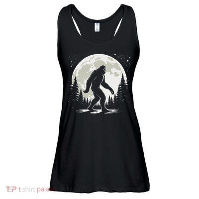 Bigfoot Sasquatch Full Moon Forest Graphic Funny Big Foot Ladies Essential Flowy Tank