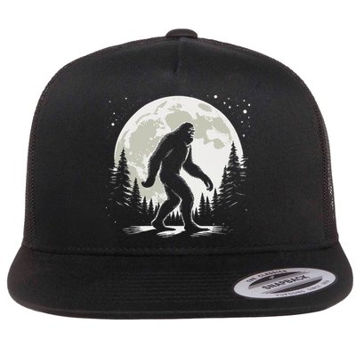 Bigfoot Sasquatch Full Moon Forest Graphic Funny Big Foot Flatbill Hat