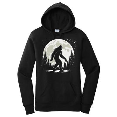 Bigfoot Sasquatch Full Moon Forest Graphic Funny Big Foot Women's Pullover Hoodie