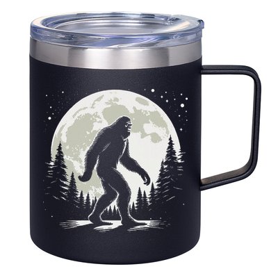 Bigfoot Sasquatch Full Moon Forest Graphic Funny Big Foot 12oz Stainless Steel Coffee Mug