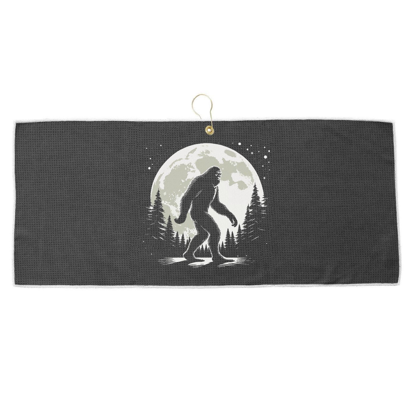 Bigfoot Sasquatch Full Moon Forest Graphic Funny Big Foot Large Microfiber Waffle Golf Towel
