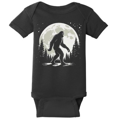 Bigfoot Sasquatch Full Moon Forest Graphic Funny Big Foot Baby Bodysuit