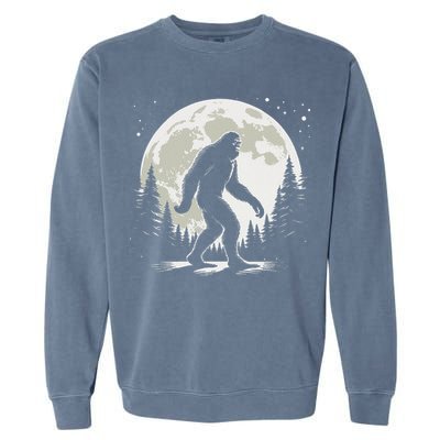 Bigfoot Sasquatch Full Moon Forest Graphic Funny Big Foot Garment-Dyed Sweatshirt