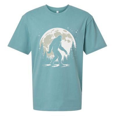 Bigfoot Sasquatch Full Moon Forest Graphic Funny Big Foot Sueded Cloud Jersey T-Shirt