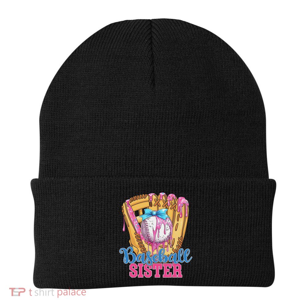 Baseball Sister Funny Baseball Ice Cream Drip Big Sister Beanie