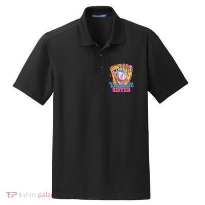 Baseball Sister Funny Baseball Ice Cream Drip Big Sister Dry Zone Grid Polo
