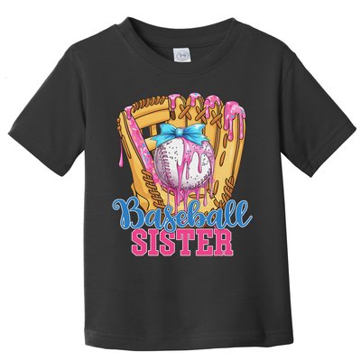Baseball Sister Funny Baseball Ice Cream Drip Big Sister Toddler T-Shirt