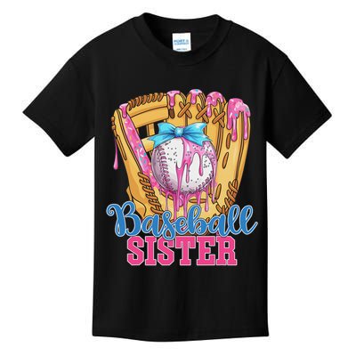 Baseball Sister Funny Baseball Ice Cream Drip Big Sister Kids T-Shirt