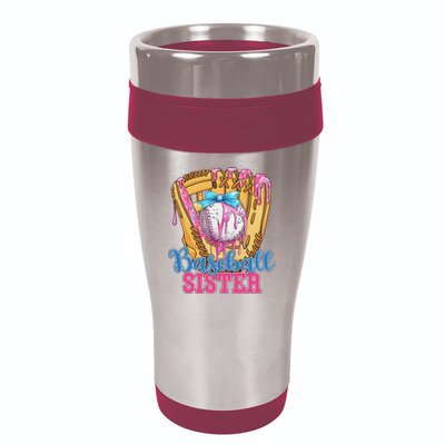Baseball Sister Funny Baseball Ice Cream Drip Big Sister 16oz Travel Tumbler