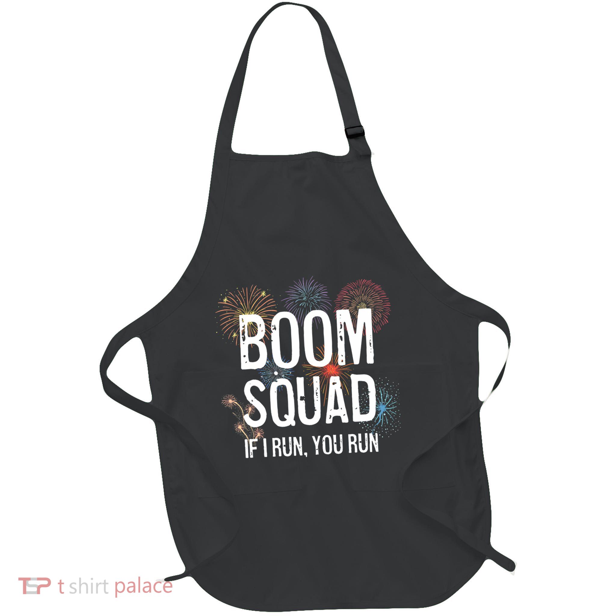 Boom Squad Funny 4th Of July Independence Day Firework Party Full-Length Apron With Pockets