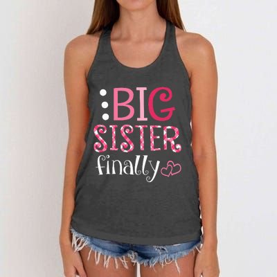 Big Sister Finally Pregnancy Announcement Women's Knotted Racerback Tank