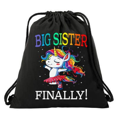 Big Sister Finally Unicorn Drawstring Bag