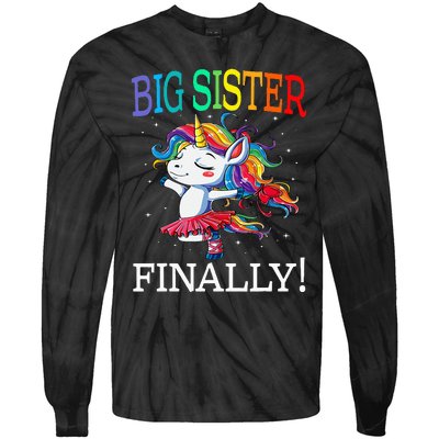 Big Sister Finally Unicorn Tie-Dye Long Sleeve Shirt