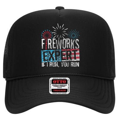 Boom Squad Fireworks Director 4th Of July Gift High Crown Mesh Back Trucker Hat