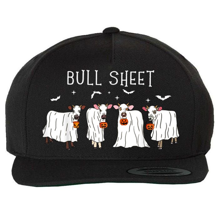 Bull Sheet Funny Ghost Cows Wool Snapback Cap