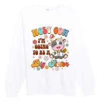 Big Sister Funny Holy Cow Im Going To Be A Big Sister Premium Crewneck Sweatshirt