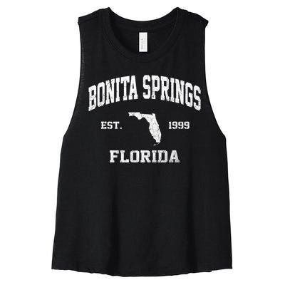 Bonita Springs Florida FL vintage state Athletic style Women's Racerback Cropped Tank