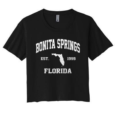 Bonita Springs Florida FL vintage state Athletic style Women's Crop Top Tee