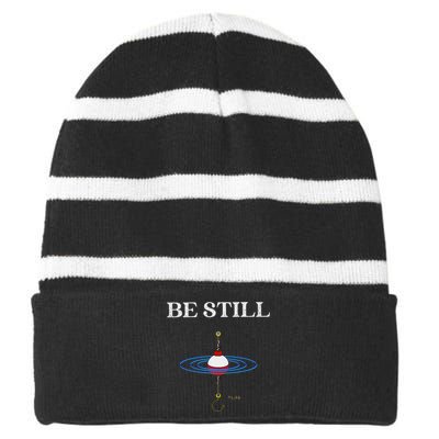 Be Still Fishing Meditational Psalms 46 Inspiration Striped Beanie with Solid Band