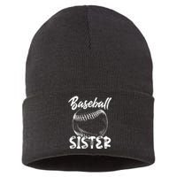 Baseball Sister For Wo Family Matching Players Team Sustainable Knit Beanie