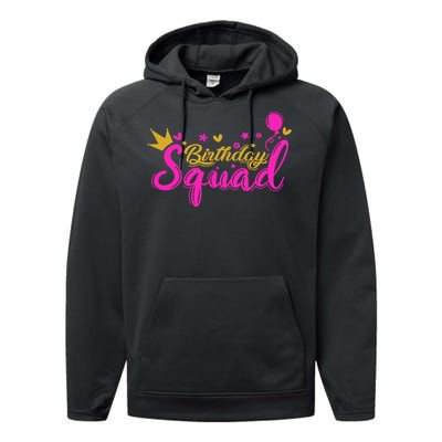 Birthday Squad Funny Birthday Party Girl Performance Fleece Hoodie