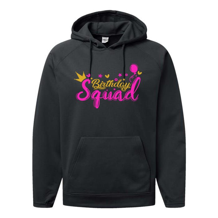 Birthday Squad Funny Birthday Party Girl Performance Fleece Hoodie