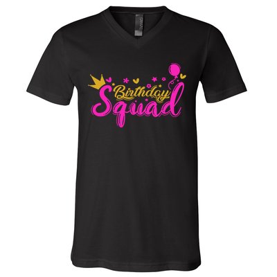 Birthday Squad Funny Birthday Party Girl V-Neck T-Shirt