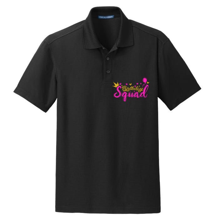 Birthday Squad Funny Birthday Party Girl Dry Zone Grid Polo