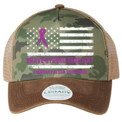 Brave Strong Fibromyalgia Warrior Awareness Usa Flag Chronic Gift Legacy Tie Dye Trucker Hat